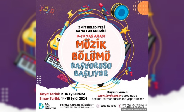 İzmit Belediyesi, Sanat Akademisi'nde, Müzik Bölümü Yetenek Taraması Başvuruları Başladı