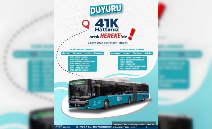 Büyükşehir Belediyesi 41K Hattına Hereke Güzergahı Eklendi